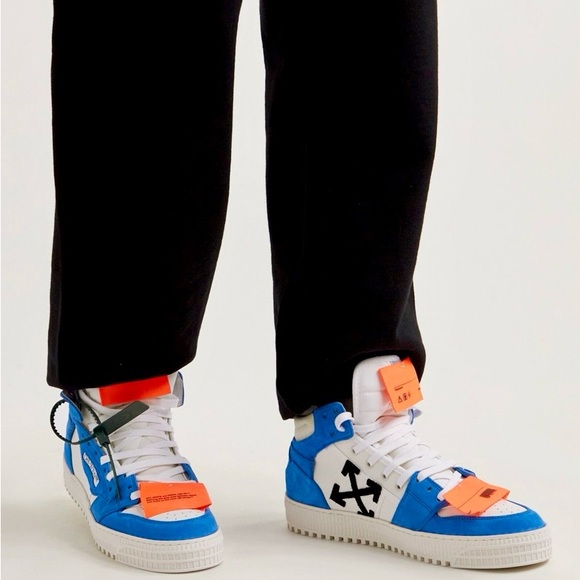 Off-White 3.0 Off Court Supreme Sneakers Blue Suede Leather Shell HighTop Virgil - Picture 2 of 10